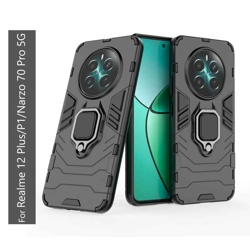 Kwine Case Realme 12 Plus / P1 / Narzo 70 Pro 5G Back Cover - Ring Holder Stand Case