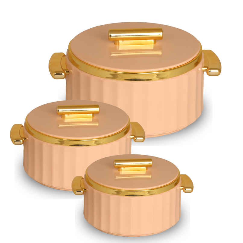 Selvel Camry Insulated Casserole | (1700ml, 1200ml, 600ml) | Keeps Food Hot |Peach