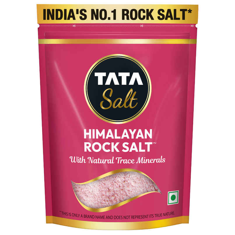 Tata Himalayan Rock Pink Salt Pouch, Premium Sendha Namak, With Natural Trace Minerals, Low Sodium, Crystal Salt