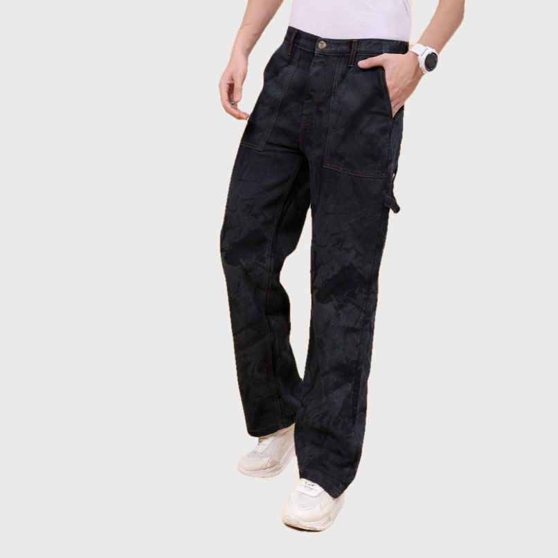 The Indian Garage Co Men's G371 Baggy Fit Solid Casual Jeans | Dark Blue | 30