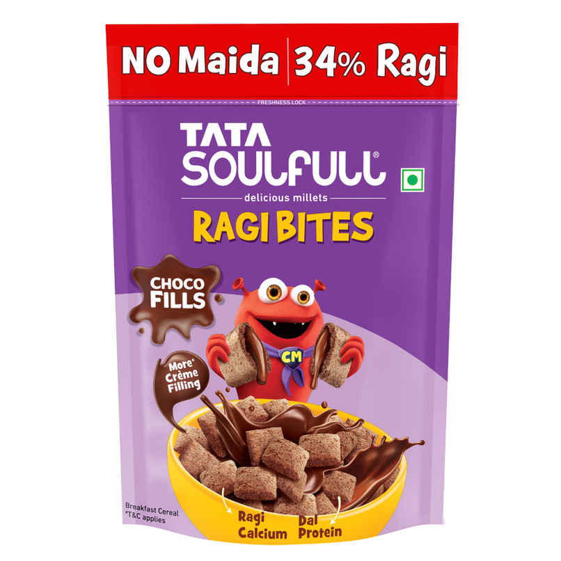 Tata Soulfull Ragi Bites Choco Fills, No Maida, More Cream Filling, Kids Cereal Tata Soulfull Ragi Bites Choco Fills, No Maida, More Cream Filling, Kids Cereal