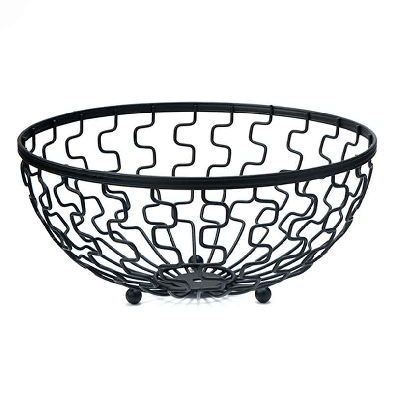 Petals Charcoal Wire Fruit Basket Stand | 27x27x12 Cm Petals Charcoal Wire Fruit Basket Stand | 27x27x12 Cm