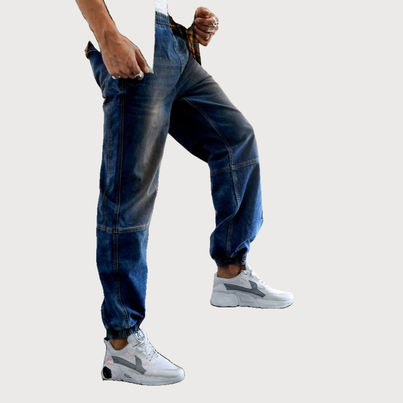 The Indian Garage Co Men's Loose Fit Solid Casual Denim Joggers | Midnight Blue | 32 The Indian Garage Co Men's Loose Fit Solid Casual Denim Joggers | Midnight Blue | 32