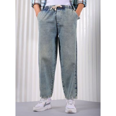 The Indian Garage Co Men's G712 Barrel Loose Fit Solid Street Denim Jogger | Vintage Blue | 30 The Indian Garage Co Men's G712 Barrel Loose Fit Solid Street Denim Jogger | Vintage Blue | 30