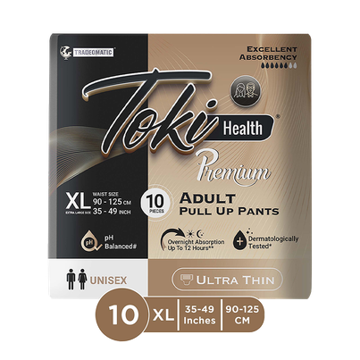TokiHealth Ultra Thin Premium Pull Up Adult Diapers | Size XL |Waist 35-49 Inches |Pack Of 10