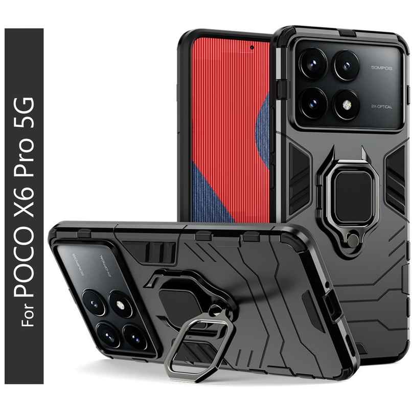 Kwine Case Poco X6 Pro 5G Back Cover - Ring Holder Stand Case