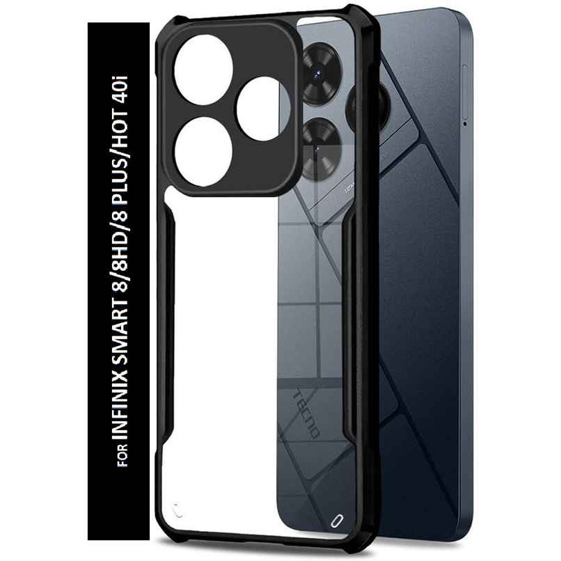 Kwine Case Infinix Smart 8 / 8 Hd / 8 Plus / Hot 40i Back Cover - Black Bordered Transparent Case Kwine Case Infinix Smart 8 / 8 Hd / 8 Plus / Hot 40i Back Cover - Black Bordered Transparent Case