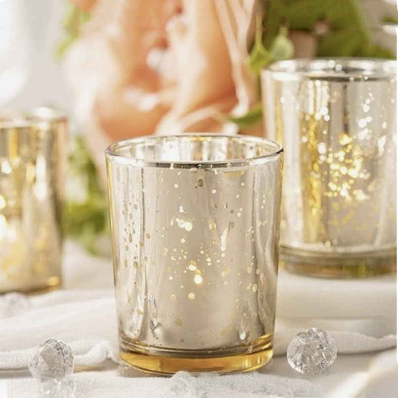 Quace Tealight Holder - Gold | Glass