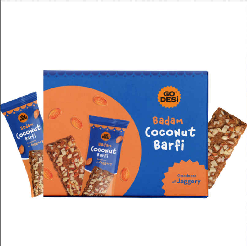 Badam Coconut Barfi, 6 Pcs | Burfi | Sweets | By GO DESi