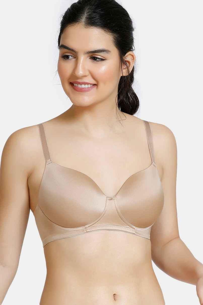 Zivame Women's Soft n Sheen Padded Non Wired 3/4th Coverage T-Shirt Bra | Roebuck - 36B