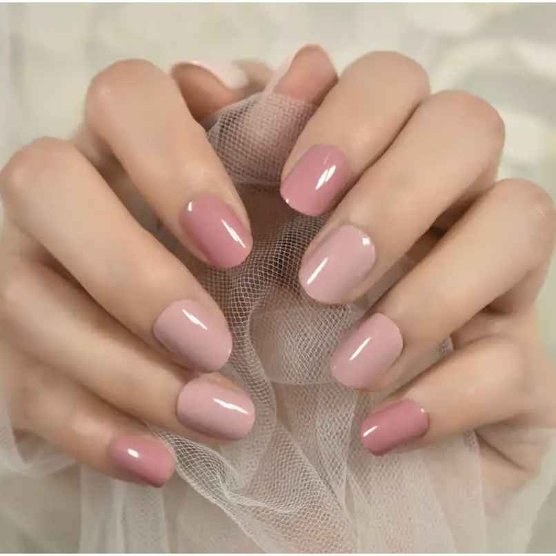 Pep Nails Sweet Dreams Short Squoval Pink Solid Reusable Press On Nails 24 Nail Tips