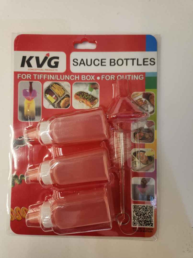 Kvg 3 Pcs Mini Sauce Bottle Brush and Funnel (Colour May Vary)