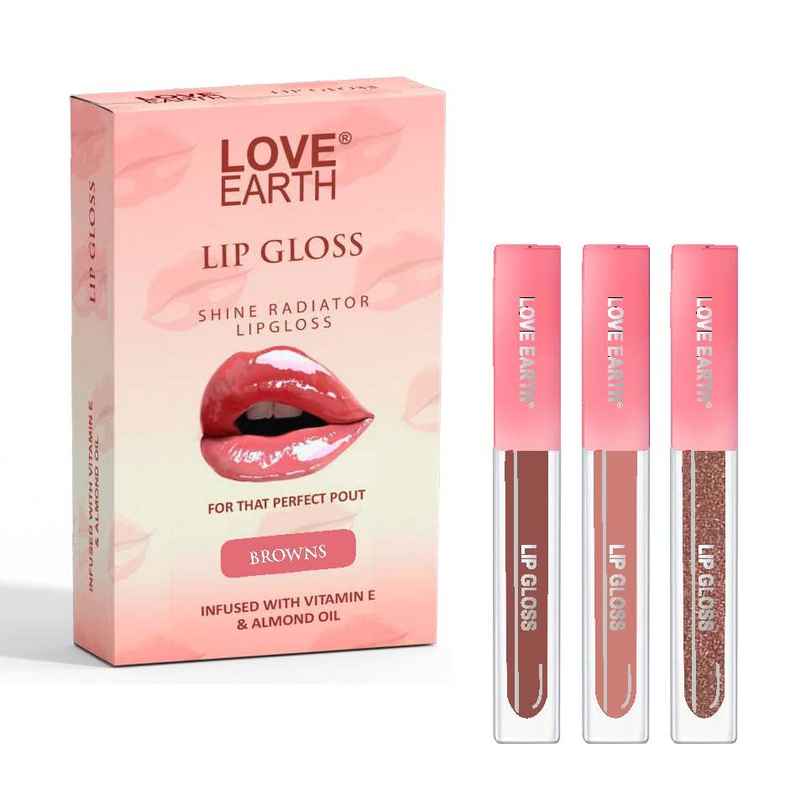 Love Earth Liquid Lip Gloss - Browns Mini Combo | Lightweight Non Sticky Love Earth Liquid Lip Gloss - Browns Mini Combo | Lightweight Non Sticky