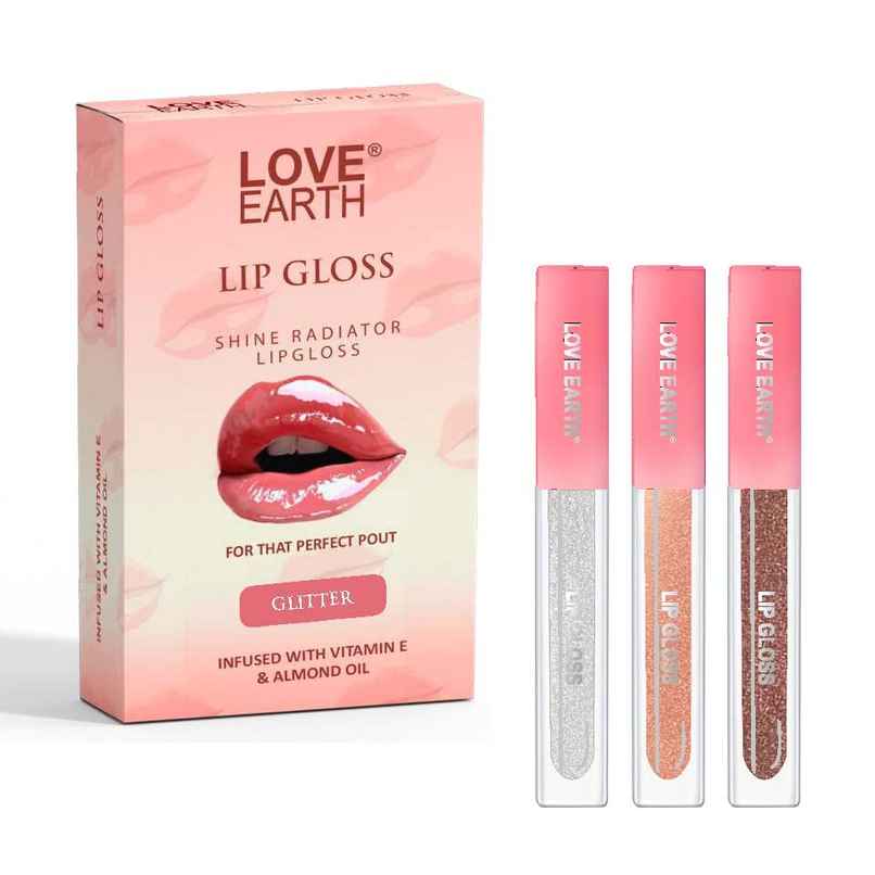 Love Earth Liquid Lip Gloss - Glitter Mini Combo | Lightweight Non Sticky Love Earth Liquid Lip Gloss - Glitter Mini Combo | Lightweight Non Sticky