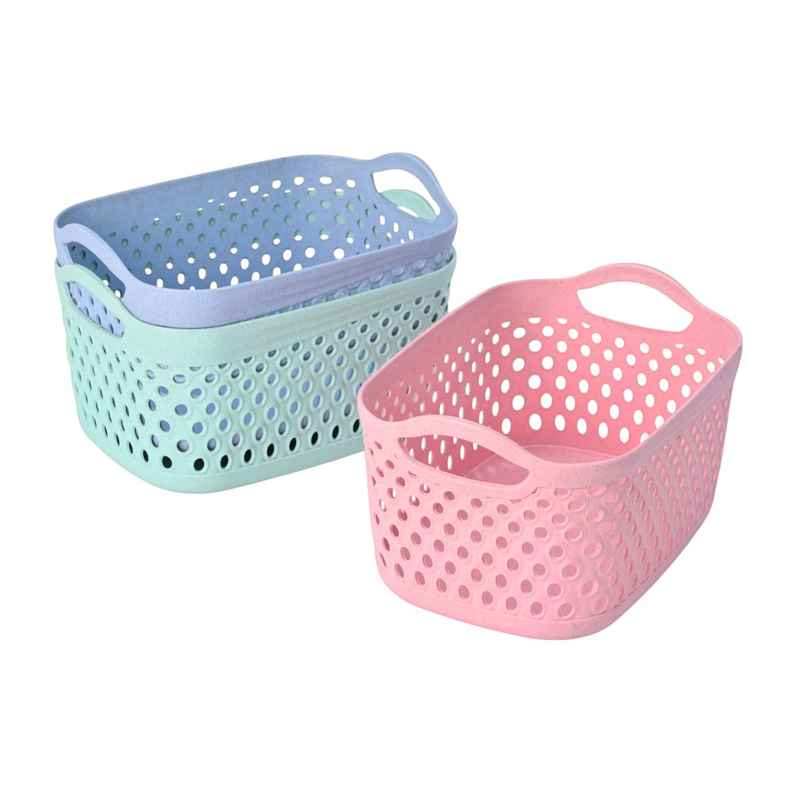 Eha Earth Friendly Multipurpose Basket|Made With Rice Husk - Bamboo Fibers|Set Of 3|Azur-Inno-Cele