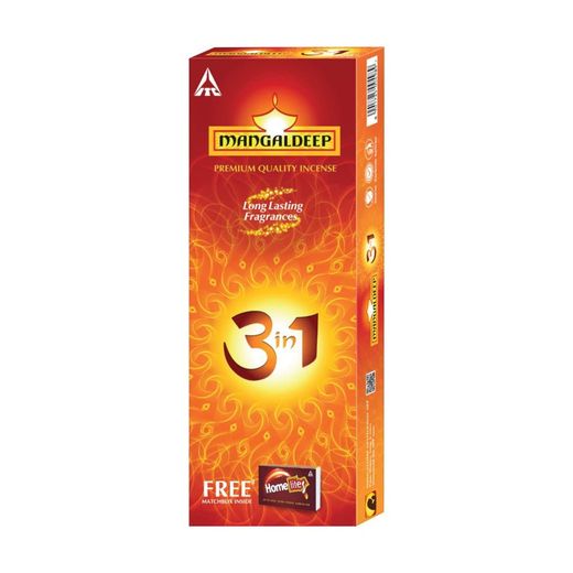 Mangaldeep 3 In 1 Incense Sticks / Agarbatti - Charcoal Free With Long Lasting Fragrances