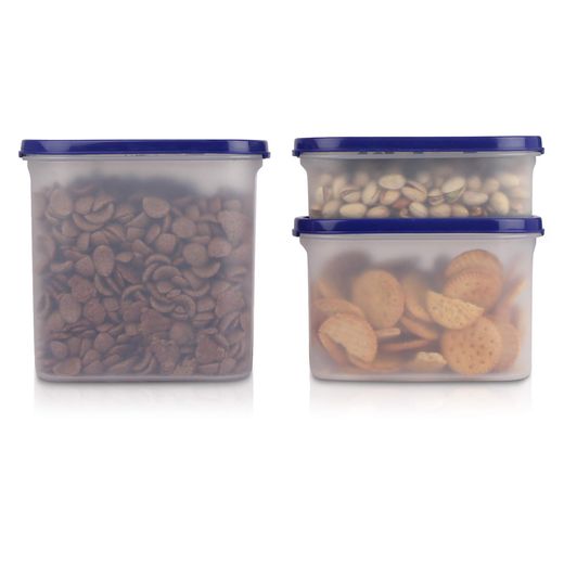 Cutting EDGE Modular Storage Containers Microwave Safe -Set of 3(525ml,1200ml,1800 ml ) , Dark Blue