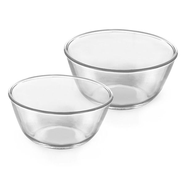 Borosil Mixing Bowl Set (500 ml + 1.3 L) Borosilicate Glass