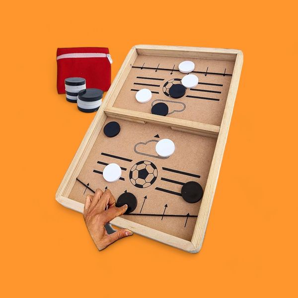 Toyshine Junior Fast Sling Puck Game Pine Wood String Hockey Fun