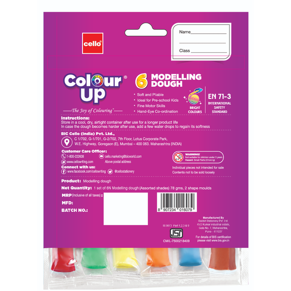 Cello Colourup Creative Dough Set 4 Modelling Doughs & 2 Fun Moulds 1