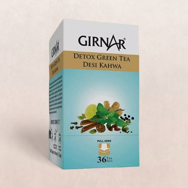 Girnar Detox Green Tea Desi Kahwa 1 Pack (36 Tea Bags) Buy online at ₹323 near me