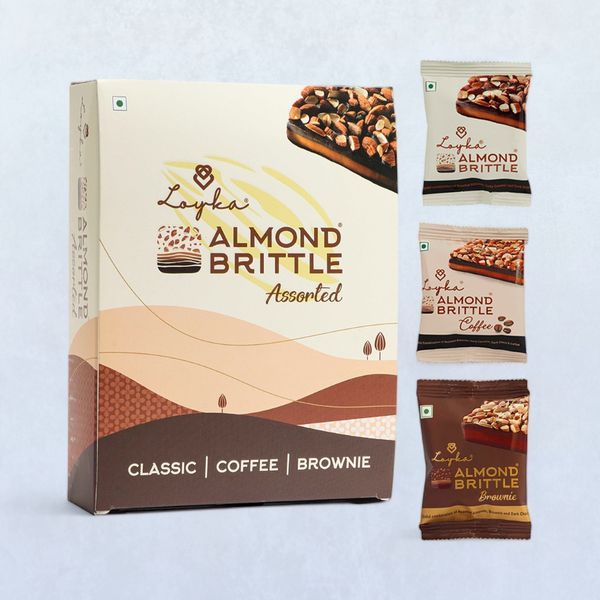 Loyka Almond Brittle Assorted (Classic,Coffee, Brownie) 204g Box 12 Piece Buy online at ₹447