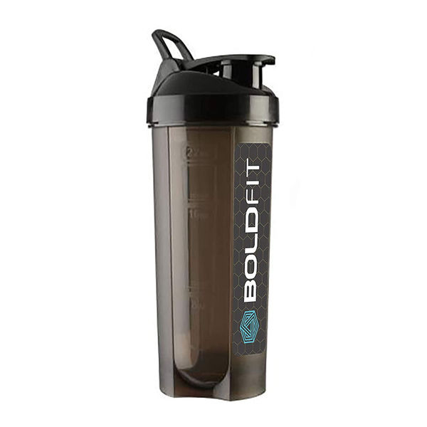 Boldfit BPAFree 700ml Gym Shaker Black Protein Bottle Buy online