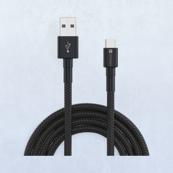 Portronics Konnect B Type C Cable Black Supports up to 65W Fast