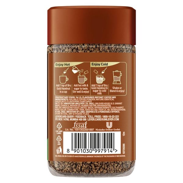 Bru Gold Freeze Dried Coffee - Hazelnut 55 g - Buy online at ₹300 near me