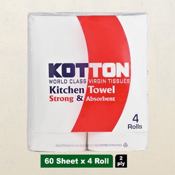 Kotton Kitchen Towel 2 Ply 100 Virgin Pulp/Paper, 60 pulls 60 Pulls