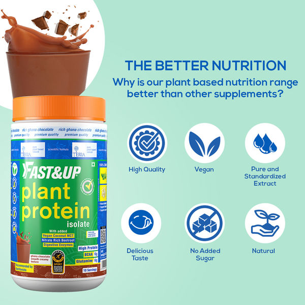 Fast&Up Vegan Plant Protein 31g Protein Pea isolate & Brown Rice protein blend For Strength