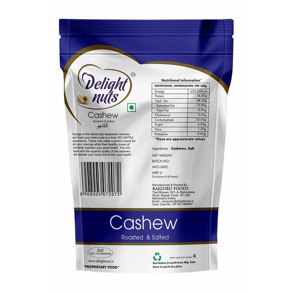 Delight Nuts Roasted Salted Cashew Buy Online At Near Me