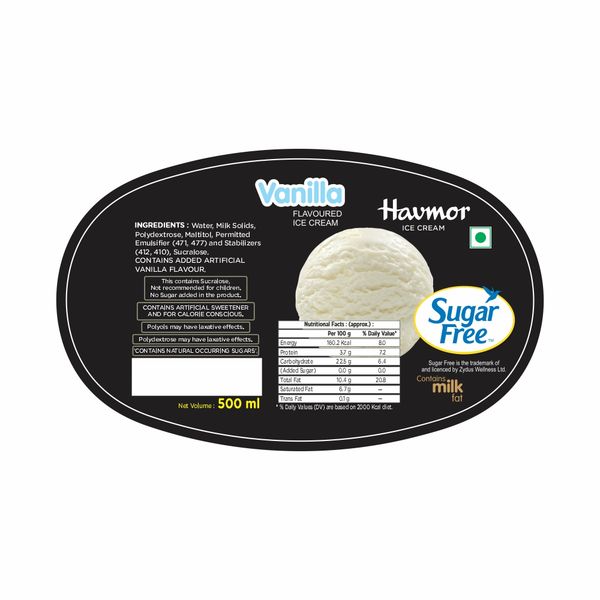Havmor Vanilla Sugar Free Ice Cream Tub 500 ml Buy online at ₹160 near me