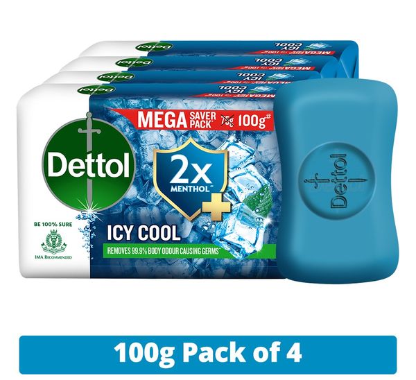 Dettol Icy Cool Bath Soap - Bathing Soaps With Menthol Pack Of 4 4 x ...
