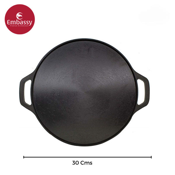 Embassy Cast Iron Dosa Tawa PreSeasoned, 12Inches, For Dosa/Chapati