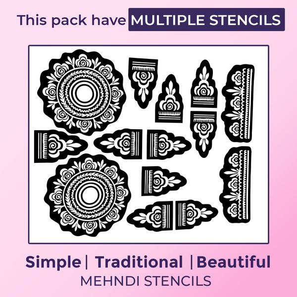 Sanfe Mehndi Stencil Assorted Set, Henna Tattoo Stencil/Sticker Style 7