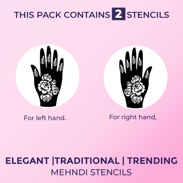 Sanfe Mehndi Stencil Full Hand Set, Henna Tattoo Stencil/Sticker Style