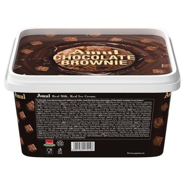 Amul Chocolate Brownie Ice Cream Tub 1 l Buy online at ₹230 near me