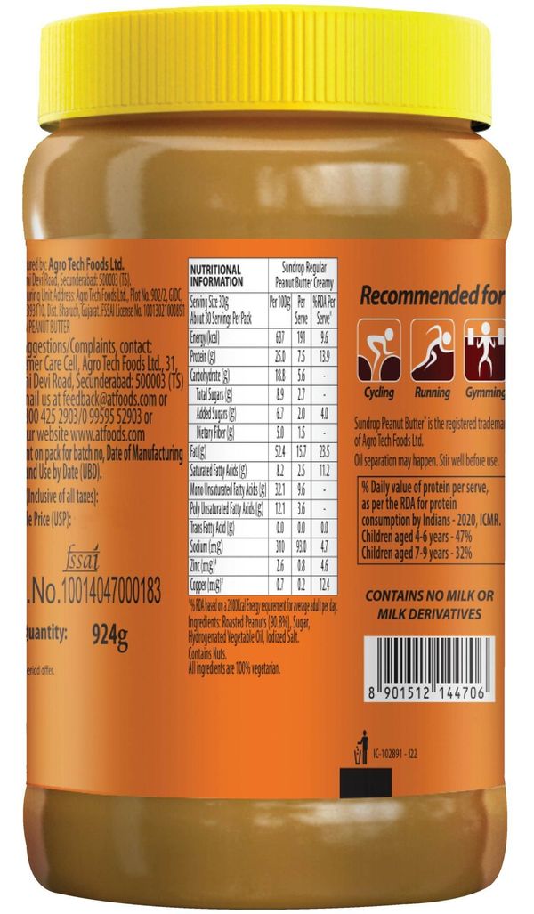 Sundrop Peanut Butter Creamy Jar 924 g Buy online at ₹260 near me