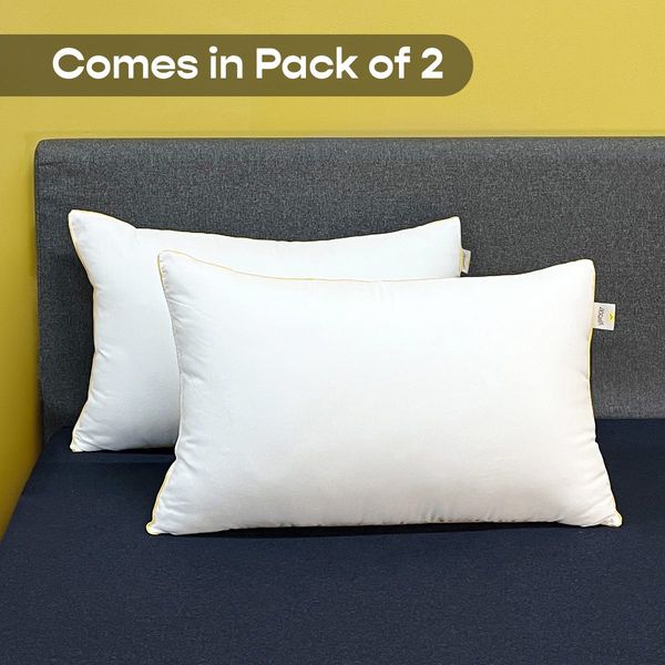 SleepyCat Fiber Lite Pillow Medium Soft White(Standard Size, 27 x