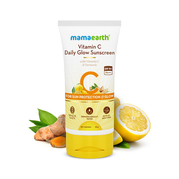 Mamaearth Vitamin C Daily Glow Sunscreen With Vitamin C & Turmeric For ...