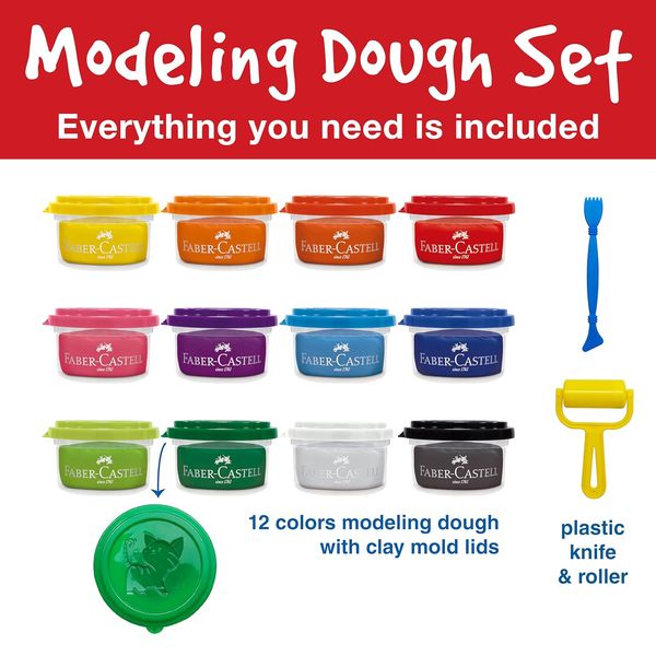 FaberCastell Modelling Dough Set 12 Regular & Neon Colors 1 Pack (12