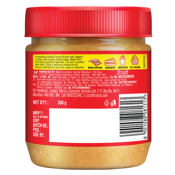 Saffola Peanut Butter with Jaggery, Crunchy 350 g Buy online at ₹130