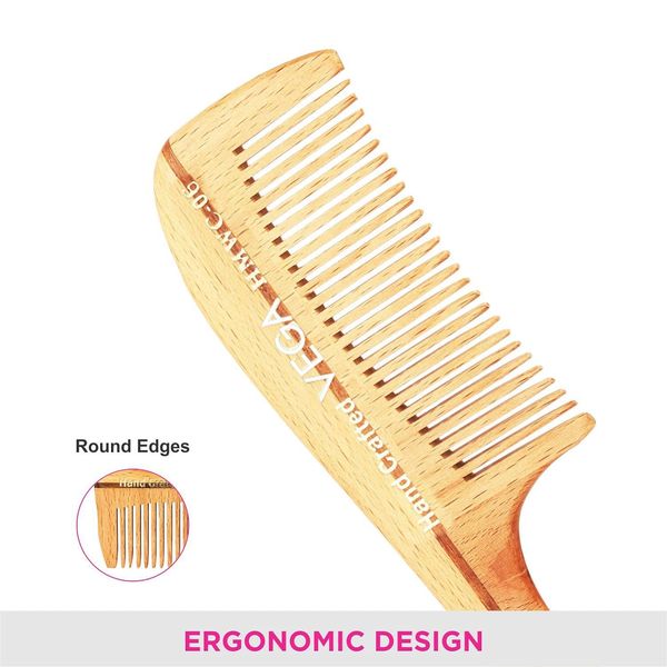 Vega Boutique Wooden Hair Comb for Men and Women, (HMWC-06) 1 Piece ...