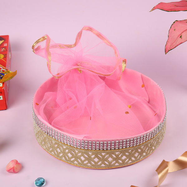 Festvista 10 x 10 Ich Round Gift Basket Cream With Red Net Buy online