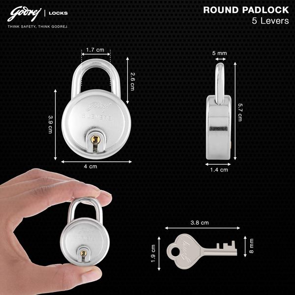 Godrej Locks 8147 Steel Round 5 Levers Padlock with 3 Keys Buy online