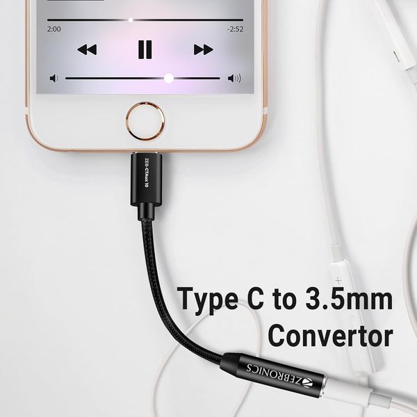 Zebronics CTAux10 TypeC to 3.5mm Converter Built in DAC Chip Aluminum