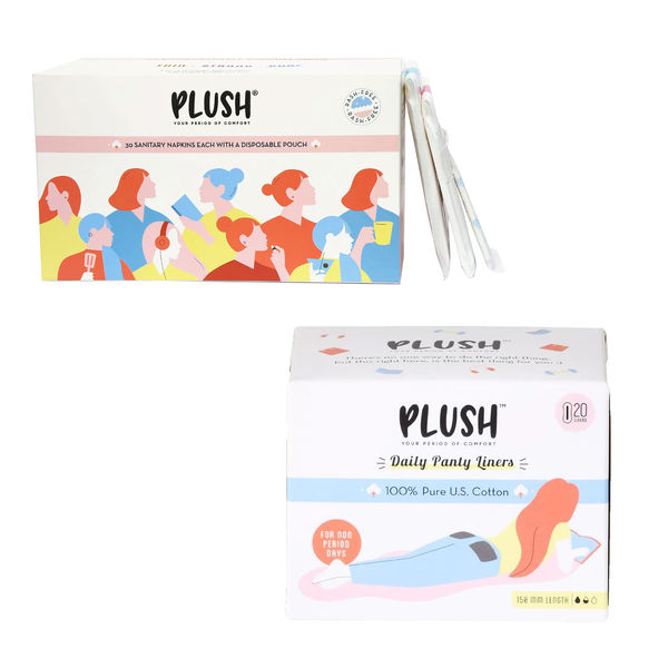 Plush Sanitary Pads Curated(30pc) & 100 Pure US Cotton Panty Liners