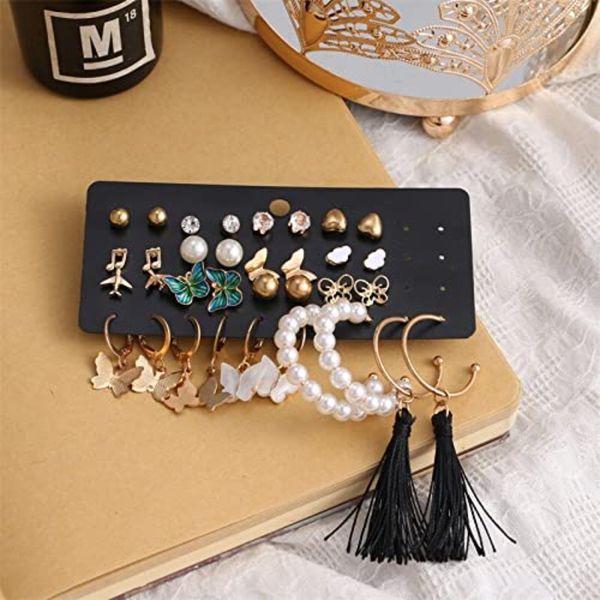 Salty Fashion Set of 17 Bohemian Long Tassel Drop Statement Earrings