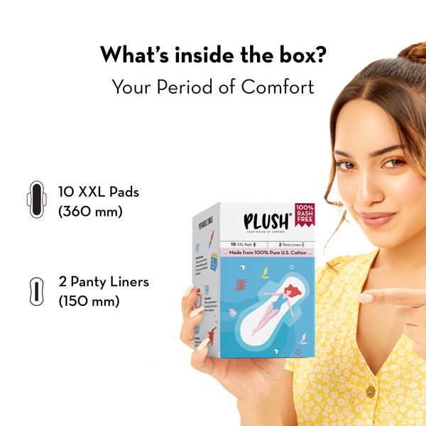 Plush Sanitary Pads XXL + 2 Panty Liner 10 piece Buy online at ₹232